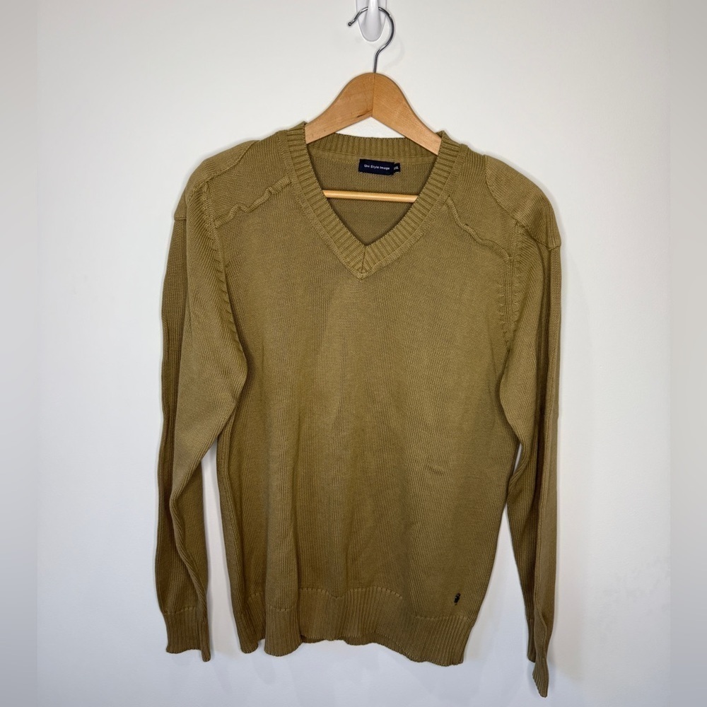 Uni Style Image Men’s Brown Cotton V-Neck Knit Sweater (XXL)
